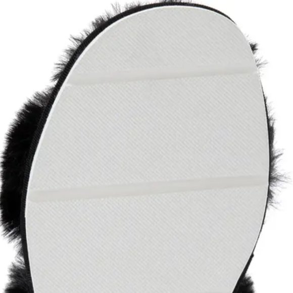 NEW Dolce Vita Women Puff Black Faux Fur Two Strap Slide Sandal Slippers - Picture 9 of 9